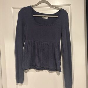 Hollister Women's Blue Long Sleeve Babydoll Top